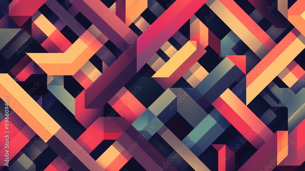 Poster 49. geometric pattern with interlocking shapes and a dynamic color palette