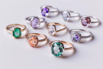 Rings with healing stones, precisely cut, merge wellness and style in an elegant design.