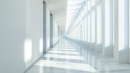 Obraz premium Abstract interior of a light-filled corridor, featuring a modern and sleek design