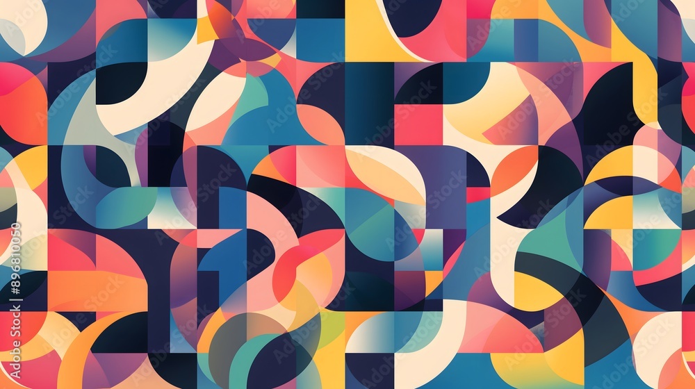 Poster 49. geometric pattern with interlocking shapes and a dynamic color palette
