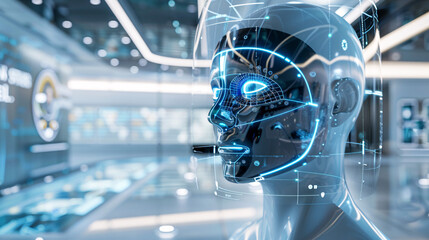 Future AI security system with facial recognition and biometric scanning at a high-tech facility, UHD, Masterpiece 