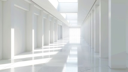 Obraz premium Bright and airy abstract corridor interior, emphasizing simplicity and modern aesthetics
