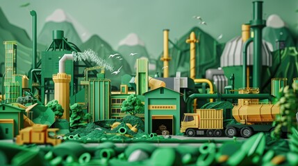 Conceptual image depicting innovative recycling processes, featuring advanced machinery and sustainable practices
