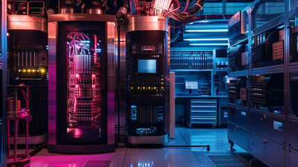 Quantum computer setup in a cutting-edge research facility, UHD, Masterpiece 