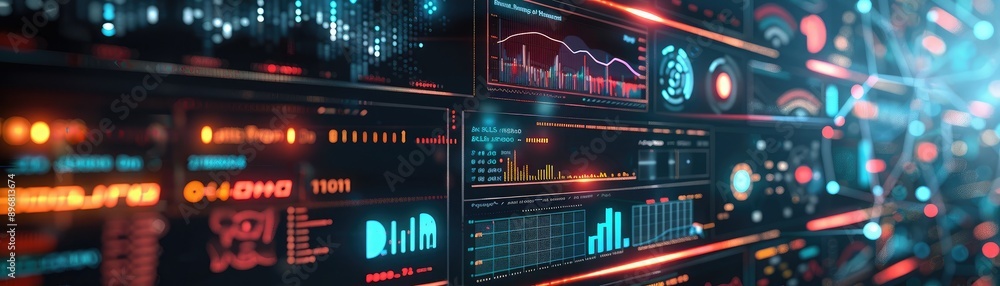 Poster 3d render of an ai-driven learning analytics dashboard, educational aid, data-driven education manag
