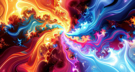 Obraz premium Colorful abstract swirl background featuring vibrant red, blue, and yellow tones, perfect for dynamic and modern designs