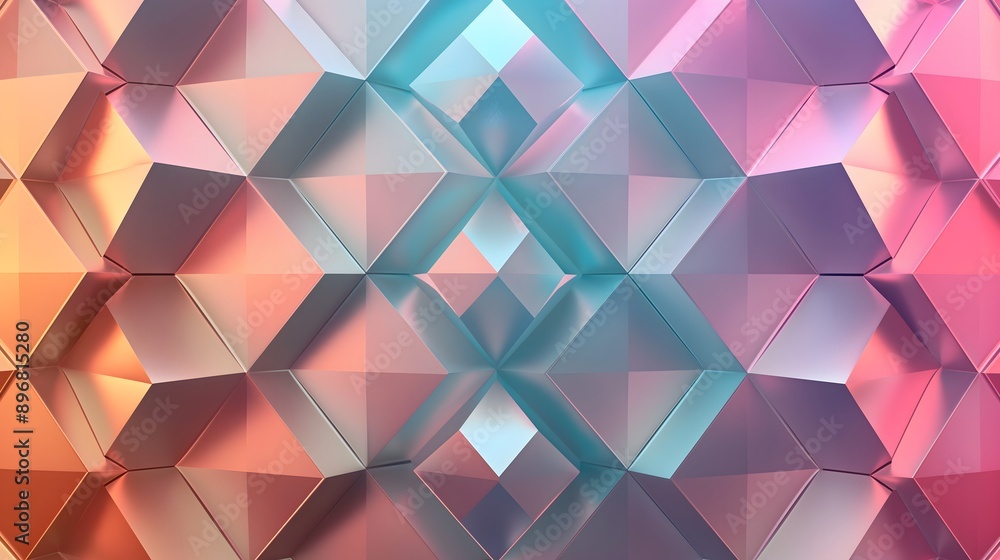 Poster 47. geometric design with layered diamonds and a gradient color scheme