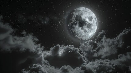 Obraz premium Full Moon in a Starry Night