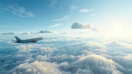 Fototapeta premium Airplane Soaring Above the Clouds