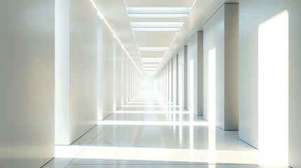 Obraz premium Minimalist light corridor with abstract design elements, highlighting clean lines and a contemporary feel