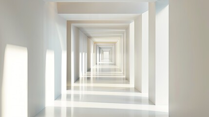 Obraz premium Minimalist light corridor with abstract design elements, highlighting clean lines and a contemporary feel
