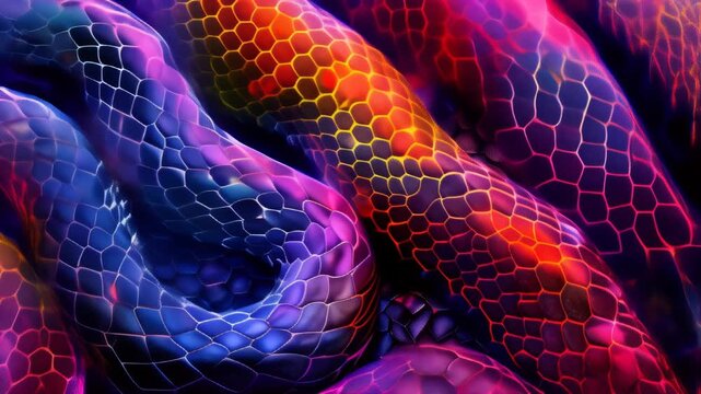 Colorful snake skin close up