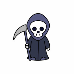 Halloween Grim Reaper Holding with scythe vector icon in white background