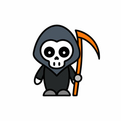 Halloween Grim Reaper Holding with scythe vector icon in white background