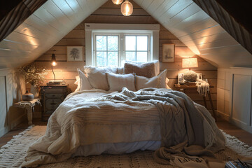 cozy bedroom with modern design and comfortable furniture