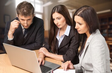 Fototapeta premium Business people team work together with laptop
