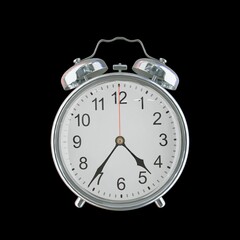 4:36 PM Vintage Steel Alarm Clock with Alloy Steel Body and Glass Twin Bell, Featuring Classic Analog Face with Detailed Hour and Minute Hands