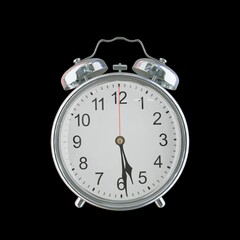 5:29 PM Vintage Steel Alarm Clock with Alloy Steel Body and Glass Twin Bell, Featuring Classic Analog Face with Detailed Hour and Minute Hands