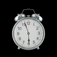 5:57 PM Vintage Steel Alarm Clock with Alloy Steel Body and Glass Twin Bell, Featuring Classic Analog Face with Detailed Hour and Minute Hands