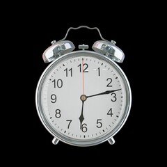 6:13 PM Vintage Steel Alarm Clock with Alloy Steel Body and Glass Twin Bell, Featuring Classic...