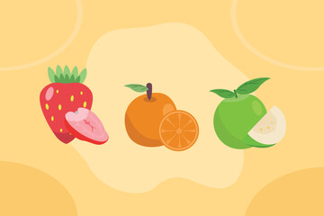 Fruits concept. Colored flat vector illustration isolated.