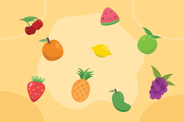 Fruits concept. Colored flat vector illustration isolated.