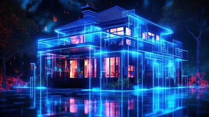 Obraz premium Futuristic Wireframe House