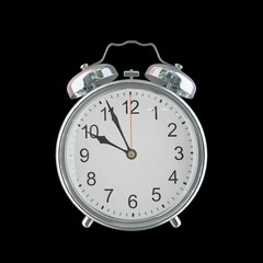 9:56 PM Vintage Steel Alarm Clock with Alloy Steel Body and Glass Twin Bell, Featuring Classic Analog Face with Detailed Hour and Minute Hands