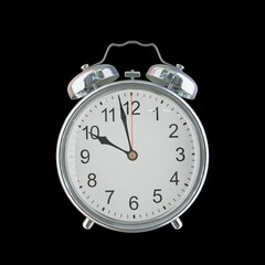 9:58 PM Vintage Steel Alarm Clock with Alloy Steel Body and Glass Twin Bell, Featuring Classic Analog Face with Detailed Hour and Minute Hands