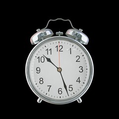 10:27 PM Vintage Steel Alarm Clock with Alloy Steel Body and Glass Twin Bell, Featuring Classic Analog Face with Detailed Hour and Minute Hands