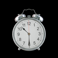 10:30 PM Vintage Steel Alarm Clock with Alloy Steel Body and Glass Twin Bell, Featuring Classic Analog Face with Detailed Hour and Minute Hands