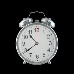 10:39 PM Vintage Steel Alarm Clock with Alloy Steel Body and Glass Twin Bell, Featuring Classic Analog Face with Detailed Hour and Minute Hands