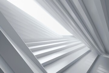 Abstract White Staircase with Geometric Shapes