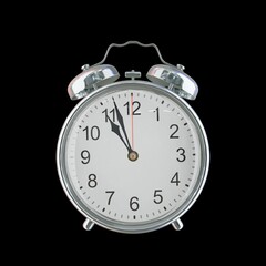 10:57 PM Vintage Steel Alarm Clock with Alloy Steel Body and Glass Twin Bell, Featuring Classic Analog Face with Detailed Hour and Minute Hands