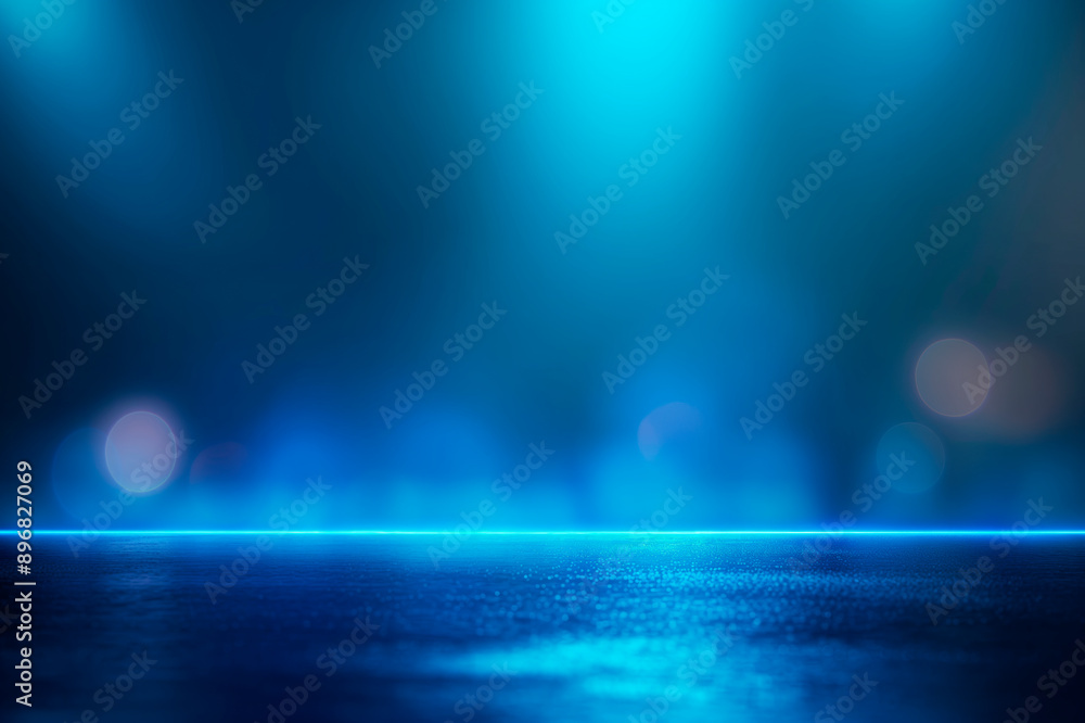Aufkleber Abstract bokeh lights with a blue gradient background, concept of modern empty space for design presentation. Generative AI
