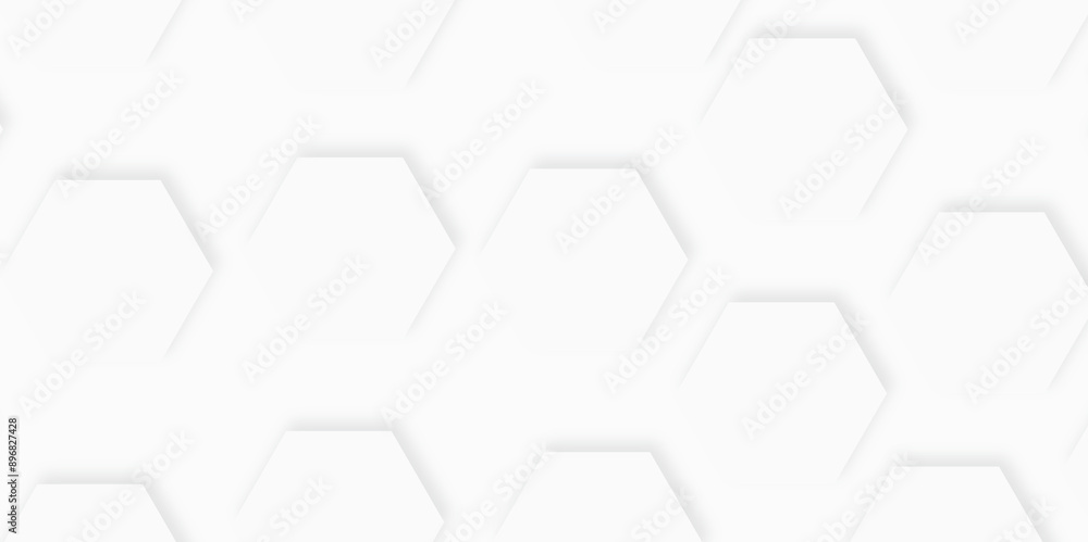 Poster 3d hexagonal structure futuristic white background and embossed hexagon abstract with hexagon backgr