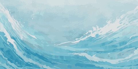 Obraz premium Beautiful soft blue sea water, ocean wave background. Soft blue and white hand printed creative marble texture ocean background.