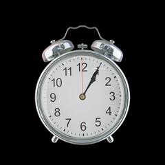 01:05 AM Vintage Steel Alarm Clock with Alloy Steel Body and Glass Twin Bell, Featuring Classic Analog Face with Detailed Hour and Minute Hands