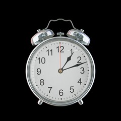 01:12 AM Vintage Steel Alarm Clock with Alloy Steel Body and Glass Twin Bell, Featuring Classic Analog Face with Detailed Hour and Minute Hands