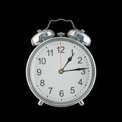 01:14 AM Vintage Steel Alarm Clock with Alloy Steel Body and Glass Twin Bell, Featuring Classic Analog Face with Detailed Hour and Minute Hands
