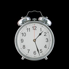 01:27 AM Vintage Steel Alarm Clock with Alloy Steel Body and Glass Twin Bell, Featuring Classic Analog Face with Detailed Hour and Minute Hands