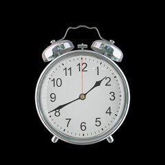 01:41 AM Vintage Steel Alarm Clock with Alloy Steel Body and Glass Twin Bell, Featuring Classic Analog Face with Detailed Hour and Minute Hands