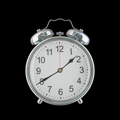 01:40 AM Vintage Steel Alarm Clock with Alloy Steel Body and Glass Twin Bell, Featuring Classic Analog Face with Detailed Hour and Minute Hands