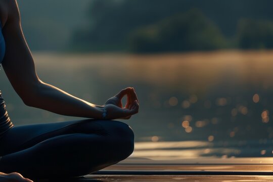 Relax and find inner peace during a serene yoga session by the tranquil lakes side. Take time for peaceful meditation, embracing nature to restore balance and harmony within yourself
