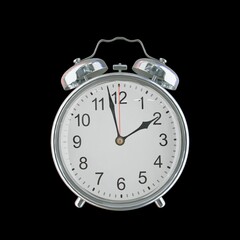 01:58 AM Vintage Steel Alarm Clock with Alloy Steel Body and Glass Twin Bell, Featuring Classic Analog Face with Detailed Hour and Minute Hands