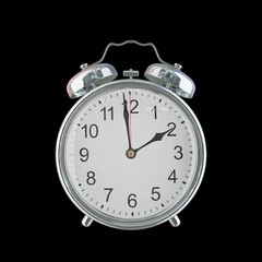 01:59 AM Vintage Steel Alarm Clock with Alloy Steel Body and Glass Twin Bell, Featuring Classic Analog Face with Detailed Hour and Minute Hands