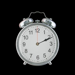 2:11 PM Vintage Steel Alarm Clock with Alloy Steel Body and Glass Twin Bell, Featuring Classic Analog Face with Detailed Hour and Minute Hands