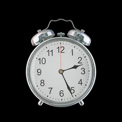 2:26 PM Vintage Steel Alarm Clock with Alloy Steel Body and Glass Twin Bell, Featuring Classic Analog Face with Detailed Hour and Minute Hands