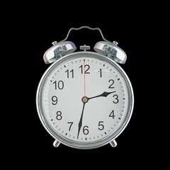 2:32 PM Vintage Steel Alarm Clock with Alloy Steel Body and Glass Twin Bell, Featuring Classic Analog Face with Detailed Hour and Minute Hands