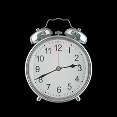 2:41 PM Vintage Steel Alarm Clock with Alloy Steel Body and Glass Twin Bell, Featuring Classic Analog Face with Detailed Hour and Minute Hands